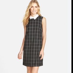 Halogen Women Check Shift Dress White Black Plaid